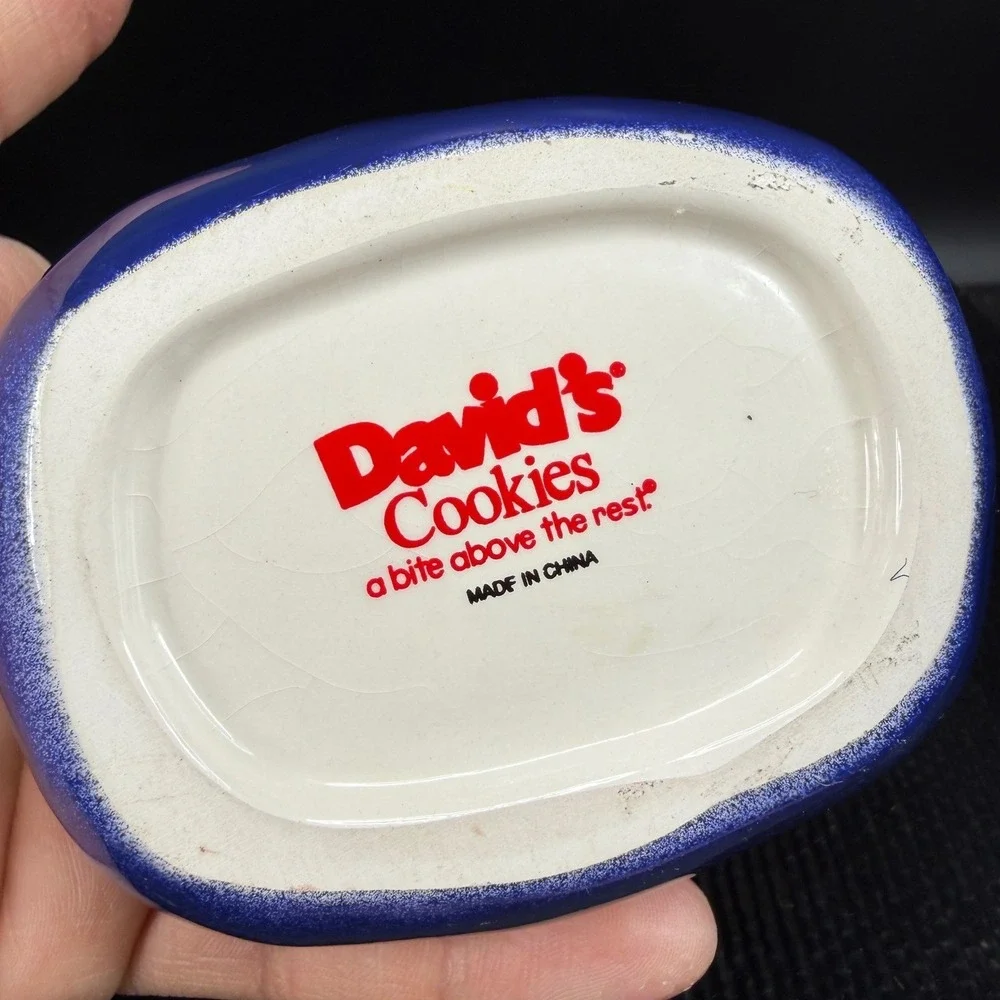 David's Cookies Ceramic‎ Purse Cookie Jar Mini Blue Handbag Lidded Trinket Box